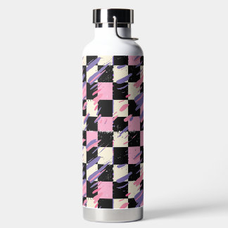 Bouteille D'eau Pink & Purple Retro Checkered Bottle or Tumbler