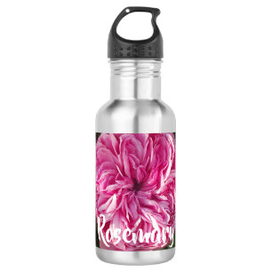 Bouteille D'eau Pink Vintage Fleur fleurie Photo Girls Nom