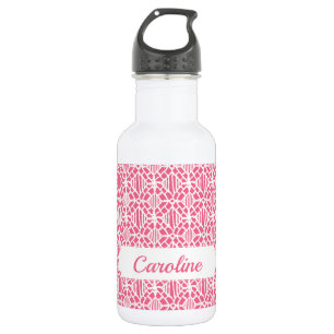 Bouteille D'eau Pink with White Crochet Lace Motif