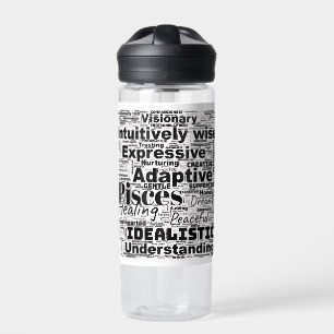 Bouteille D'eau Pisces Mot Cloud Inspiration Zodiaque