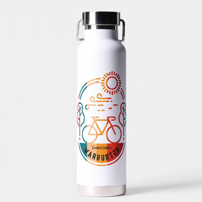 Bouteille D'eau Piste cyclable Retro Warburton. (Avant)