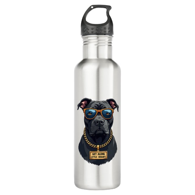 Bouteille D'eau Pitbull Vintage Cool en Lunettes de Soleil avec Ch (Devant)