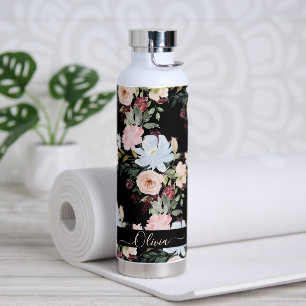 Bouteille D'eau PixDezines Aquarelle Fleurs Bleu