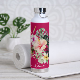 Bouteille D'eau PixDezines Aquarelle Tropical Paradise Fleurs