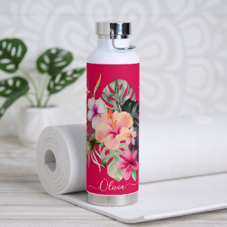 Bouteille D'eau PixDezines Aquarelle Tropical Paradise Fleurs