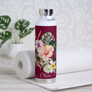 Bouteille D'eau PixDezines Aquarelle Tropical Paradise Fleurs