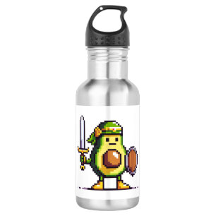 Bouteille D'eau Pixel Avocado Warrior - 8 bits de personnage de je