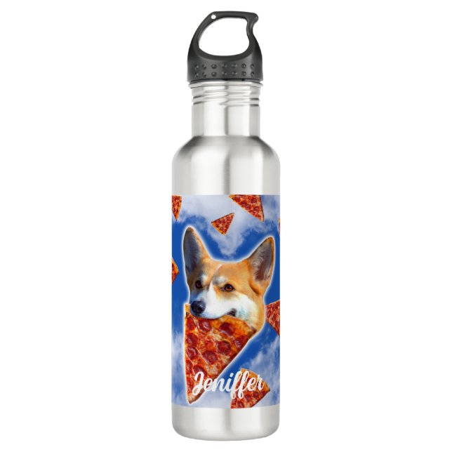 Bouteille D'eau Pizza de Chien de Corgi (Devant)