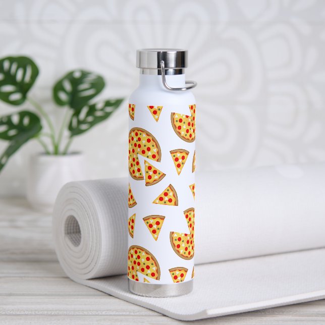 Bouteille D'eau Pizza et tranches de cool motif sur blanc (Yoga)