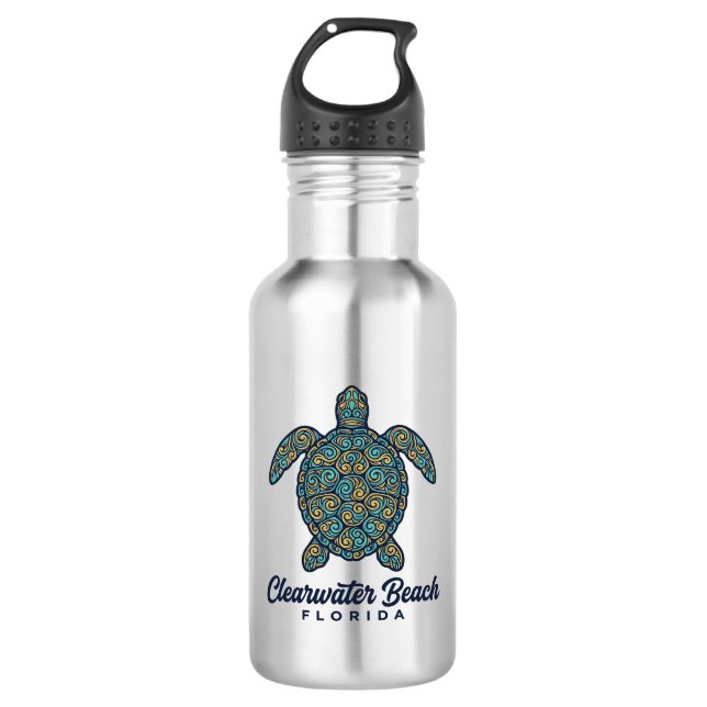 Bouteille D'eau Plage de Clearwater Floride Tortue de mer Vector D (Devant)