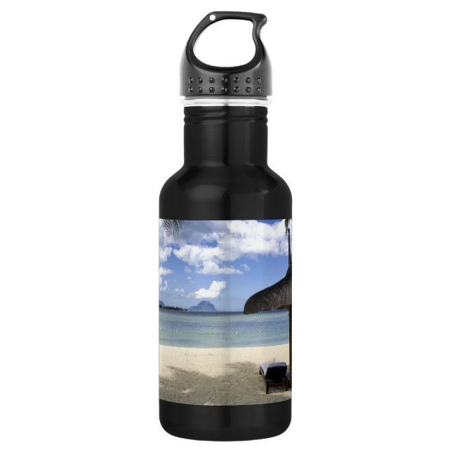 Bouteille D'eau Plage de sable blanc et parapluie (Devant)