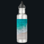 Bouteille D'eau Plage de sable tropical océan personnalisé l'avent<br><div class="desc">Plage de sable tropical océan personnalisé l'aventure commence design.</div>