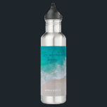 Bouteille D'eau Plage de sable tropical océan personnalisé l'avent<br><div class="desc">Plage de sable tropical océan personnalisé l'aventure commence design.</div>