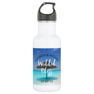 Bouteille D'eau Plage tropicale avec Mariage parapluie en chaume