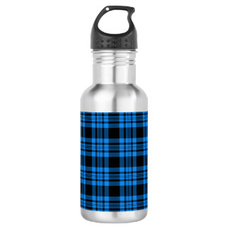 Bouteille D'eau Plaid Bleu, Tartan Noir; Design Motif