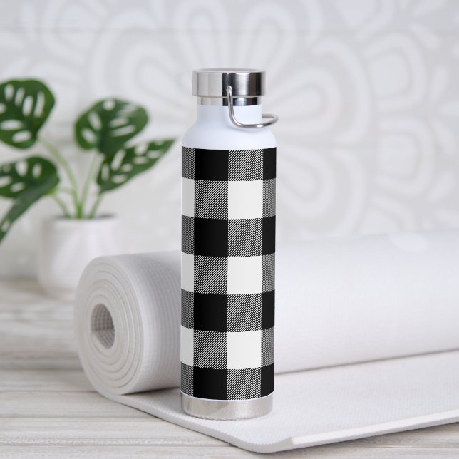 Bouteille d'eau plaid de buffle noir et blanc (Yoga)