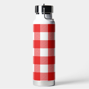 Bouteille d'eau plaid de buffle rouge et blanc