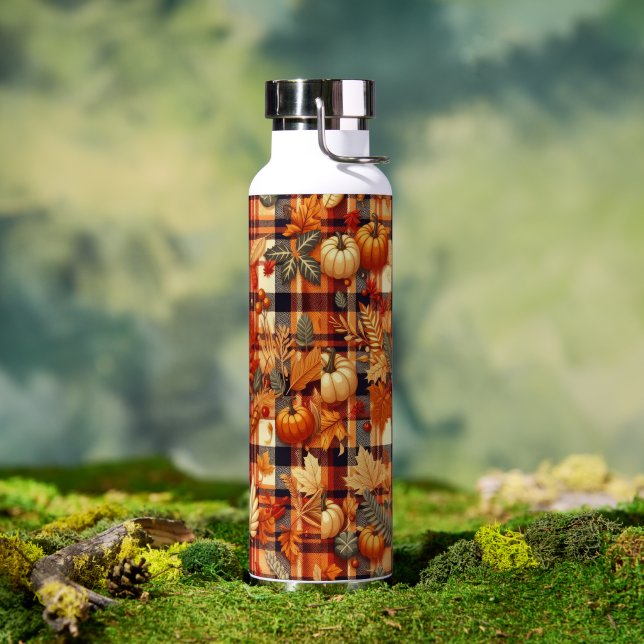 Bouteille D'eau Plaids d'automne citrouille Maple Feuille (Extérieur)