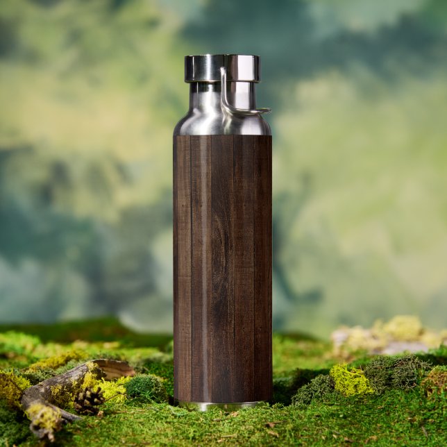 Bouteille D'eau Plaques en bois foncé avec grains de bois (Extérieur)