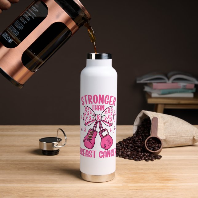 Bouteille D'eau Plus fort que le cancer du sein (Café (pivoté))