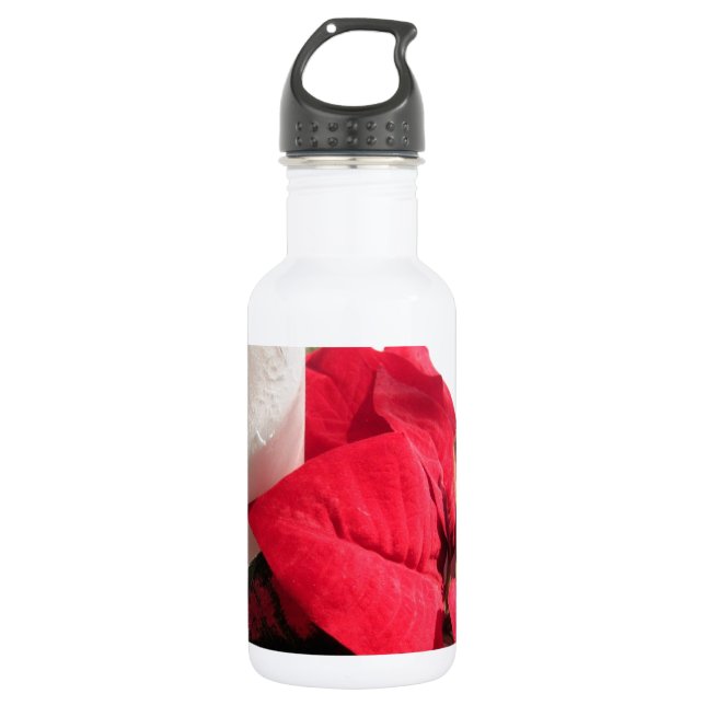 Bouteille D'eau Poinsettia avec bougie (Devant)