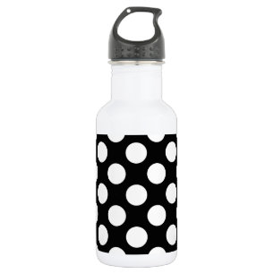Bouteille D'eau Points noirs et blancs, motif à pois
