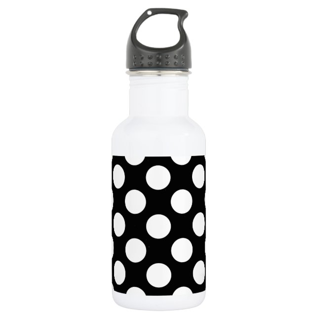 Bouteille D'eau Points noirs et blancs, motif à pois (Devant)