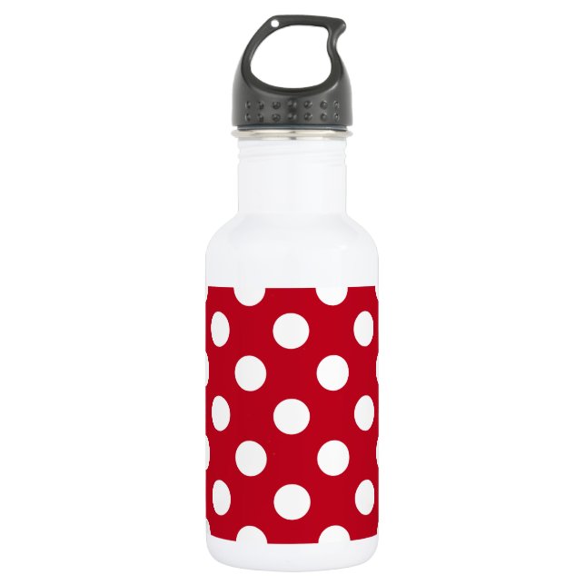 Bouteille D'eau Pois blancs sur rouge (Devant)