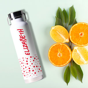 Bouteille D'eau Pois modernes rouges et blancs