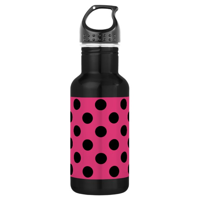 Bouteille D'eau Pois noirs sur fuchsia (Devant)