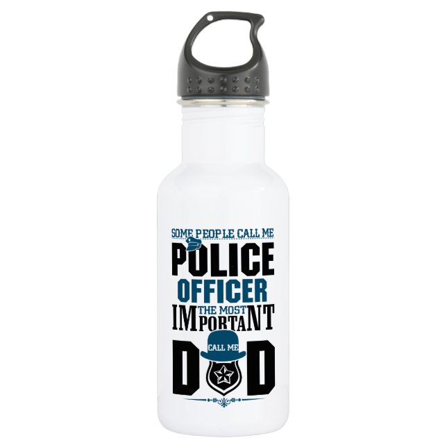 Bouteille D'eau Police papa | Application de la loi | FÊTE DES PÈR (Devant)