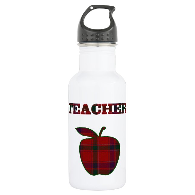 Bouteille D'eau Pomme de l'enseignant à carreaux (Devant)