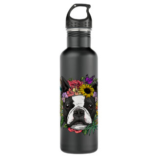 Bouteille D'eau Pommeau Plante botanique Floral Boston Terrier