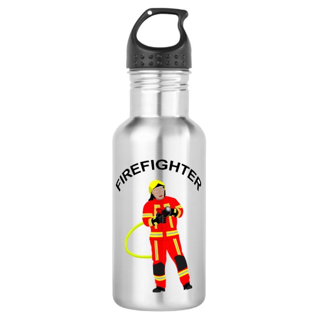 Bouteille D'eau Pompier en vêtements rouges (Devant)