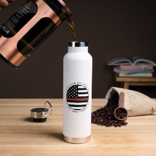 Bouteille D'eau Pompier personnalisé Mince Red Line USA Drapeau