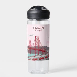 Bouteille D'eau Pont de Lisbonne sur le fleuve Tage au style vinta