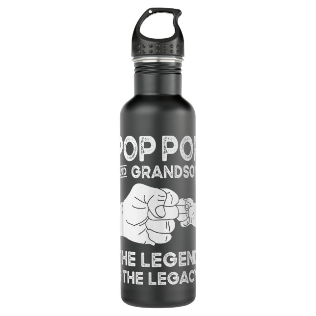 Bouteille D'eau Pop Pop et Grandson the Legend and Legacy Mat (Devant)
