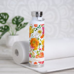 Bouteille D'eau Poppies colorées brillantes Floral Personnalisé<br><div class="desc">Poppies colorées vives Fête des mariées à fleurs florales Bouteille d'eau personnalisée</div>