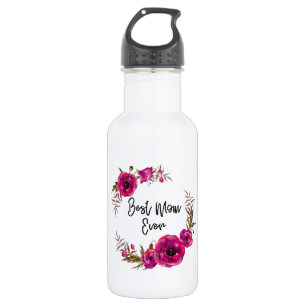 Bouteille D'eau Poppies florales rose Fuchsia Wreath Meilleure mam