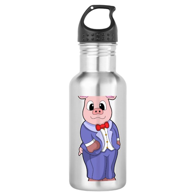 Bouteille D'eau Porc en marié avec costume (Devant)