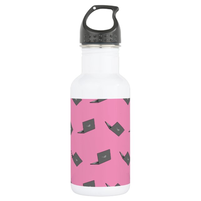 Bouteille D'eau Portable gris avec logo d'oiseau (Devant)