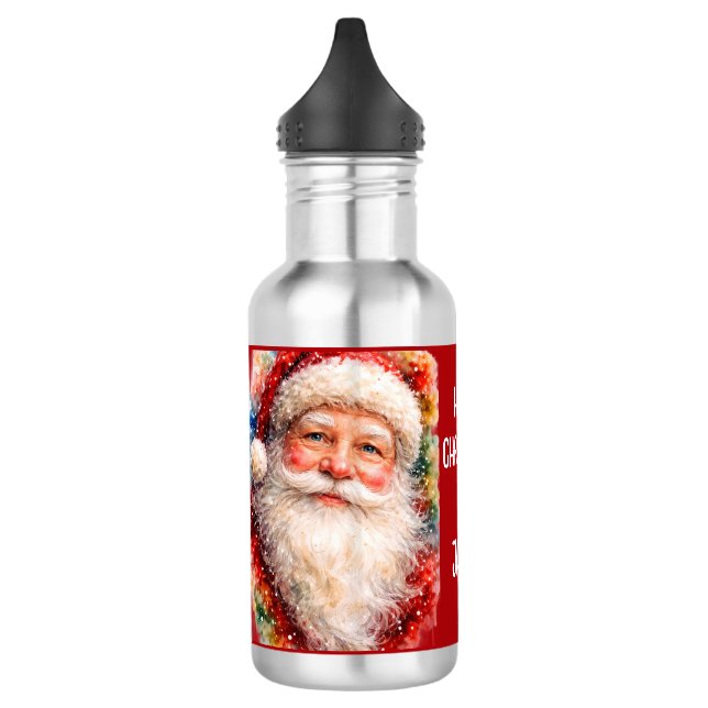 Bouteille D'eau Portrait de Noël joyeux Père Noël (Gauche)