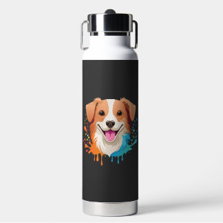 Bouteille D'eau Portrait d'un chien mignon avec des couleurs fluid