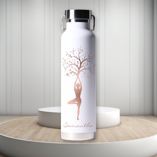 Bouteille D'eau Pose de Namaste pour Rose personnalisé (Créateur téléchargé)