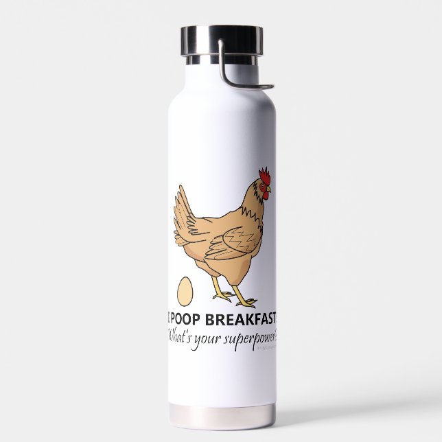 Bouteille D'eau Poulet Poops Petit Déjeuner Drôle (Gauche)