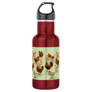 Bouteille D'eau Poulet sur fond vert clair