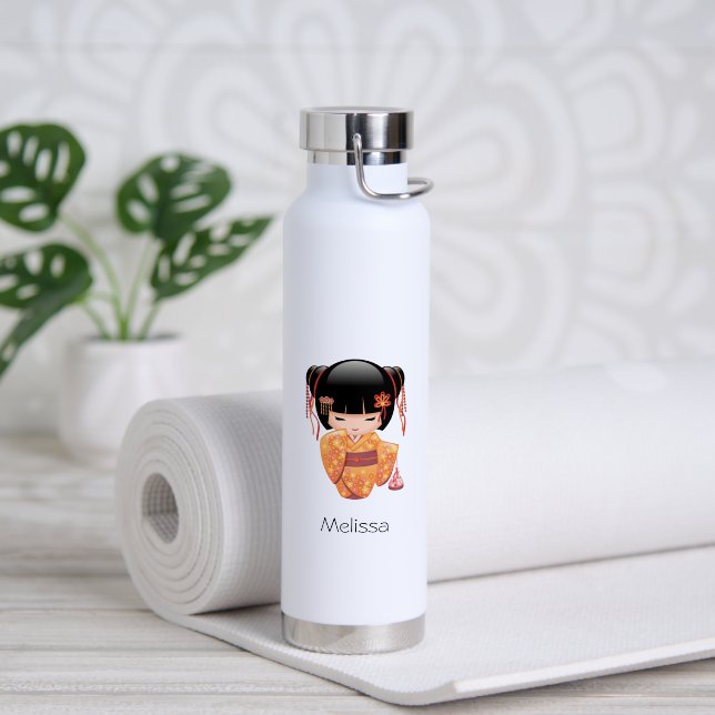Bouteille D'eau Poupée Ume Kokeshi - Japonaise Pêche Geisha Girl (Yoga (pivoté))