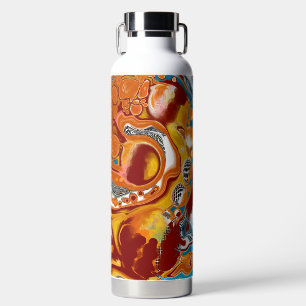 Bouteille D'eau Pour la peinture style Brown et bleu fluid Art