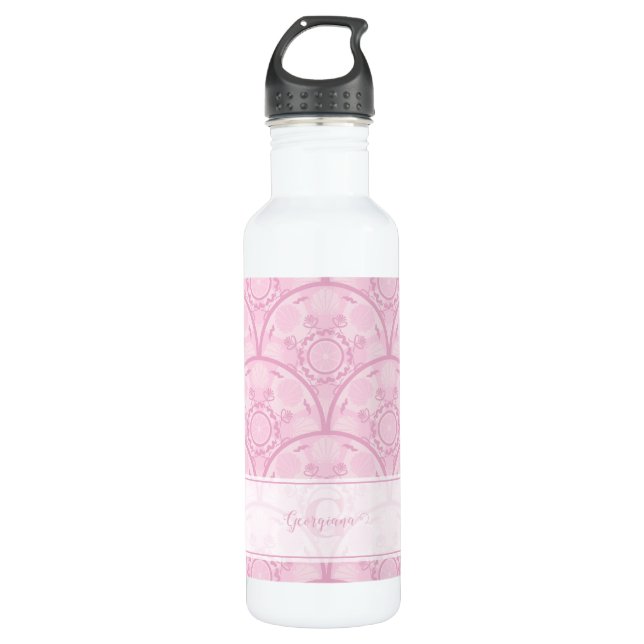 Bouteille D'eau Preppy Personnalisée En Mandala Rose Art Déco (Devant)