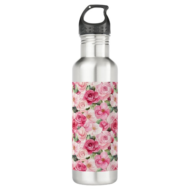 Bouteille D'eau Pretty Pink Rose Floral (Devant)